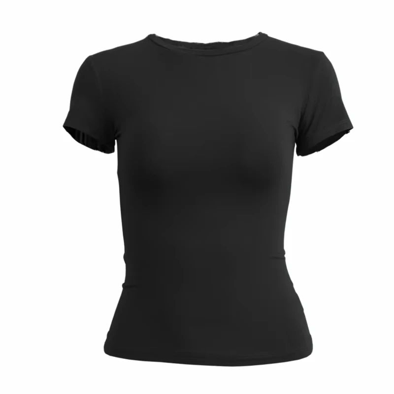 Women's Slim Fit Short Sleeve O-Neck Knitted Tee – Sporty Streetwear Top