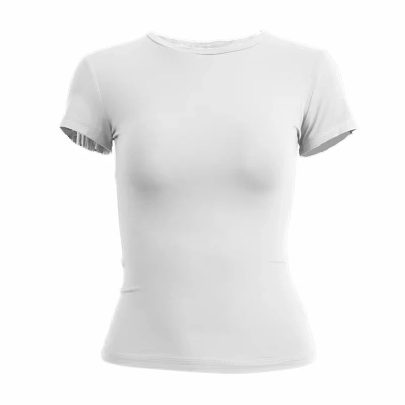 Women's Slim Fit Short Sleeve O-Neck Knitted Tee – Sporty Streetwear Top